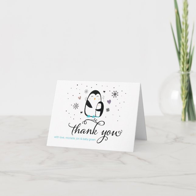Carte de remerciements de Baby shower Doodin Winte (Devant)