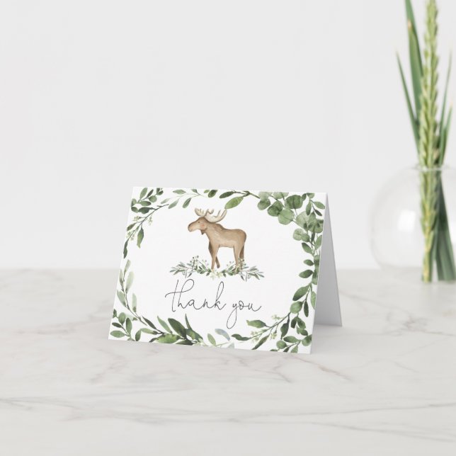 Carte de remerciements de Baby shower d'orignaux d (Devant)