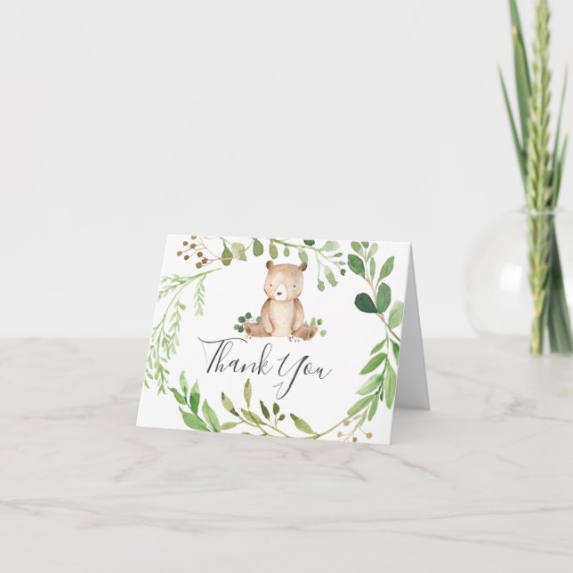 Carte de remerciements de Baby shower d'ours (Devant)