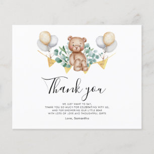Carte de remerciements de Baby shower d'ours aquar