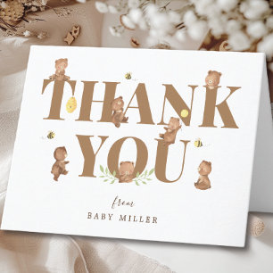 Carte de remerciements de Baby shower d'ours au mi