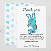 Carte de remerciements de Baby shower d'ours de cu