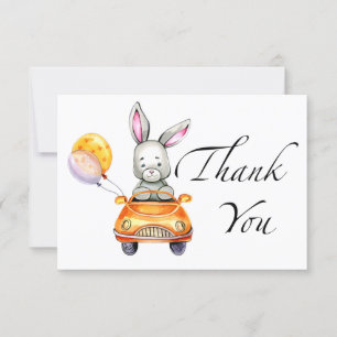 Carte de remerciements de baby shower doux au lapi