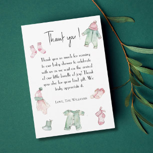 Carte de remerciements de baby shower en tissu ros