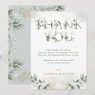 Carte de remerciements de Baby shower Eucalyptus V