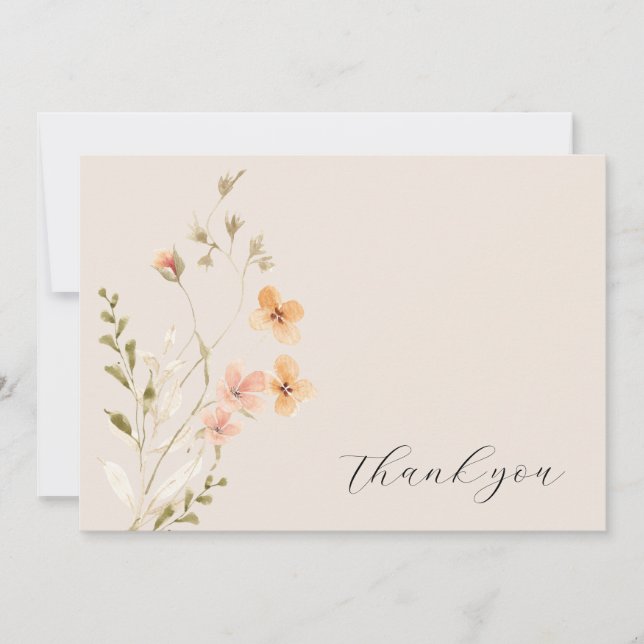 Carte de remerciements de Baby shower fleur sauvag (Devant)
