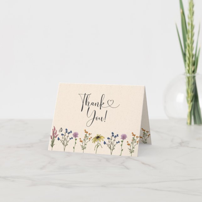 Carte de remerciements de Baby shower Fleur sauvag (Devant)