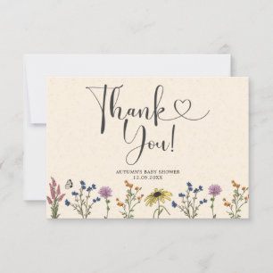 Carte de remerciements de Baby shower Fleur sauvag