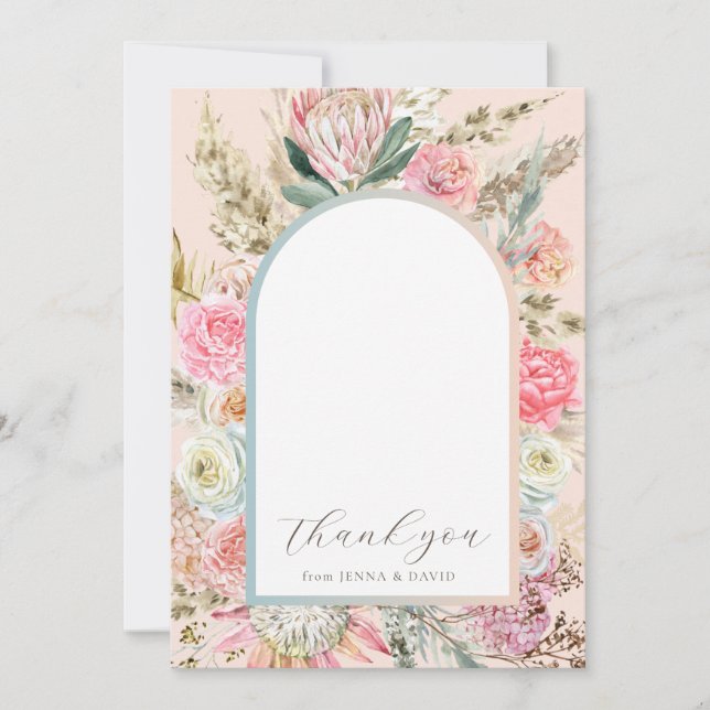 Carte de remerciements de Baby shower floral bohèm (Devant)