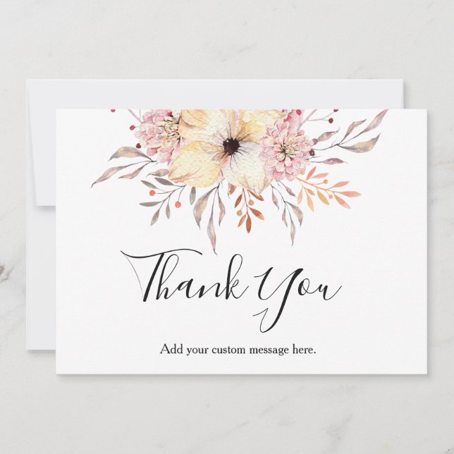 Carte de remerciements de Baby shower floral de Ba (Devant)
