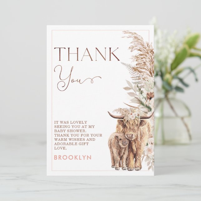 Carte de remerciements de Baby shower floral de la (Debout devant)