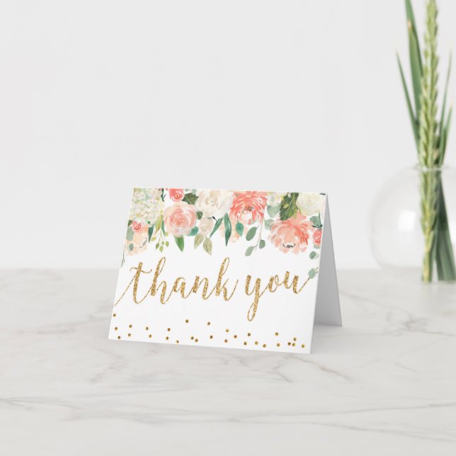 Carte de remerciements de Baby shower Floral de Pê (Devant)
