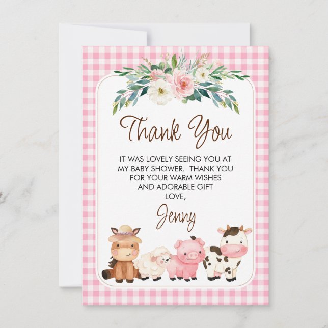 Carte de remerciements de Baby shower Floral Farm  (Devant)