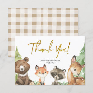 Carte de remerciements de Baby shower forestier