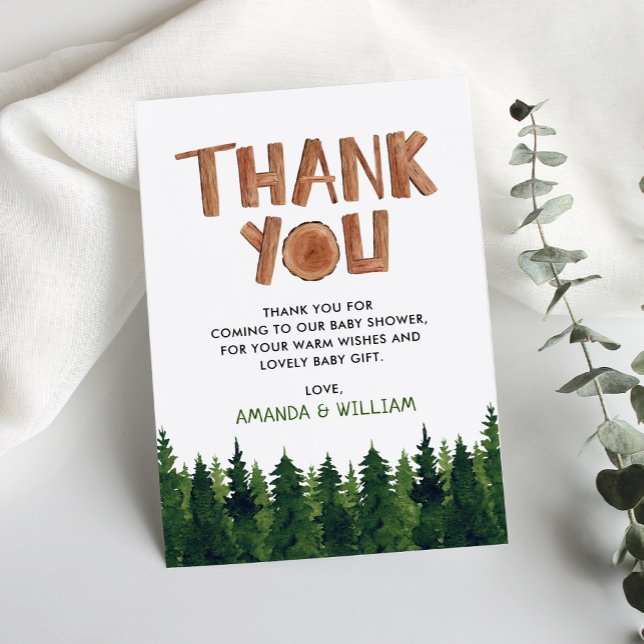 Carte de remerciements de Baby shower forestier (Créateur téléchargé)