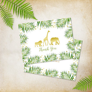 Carte de remerciements de Baby shower Gold Safari 