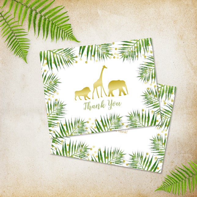 Carte de remerciements de Baby shower Gold Safari  (Créateur téléchargé)