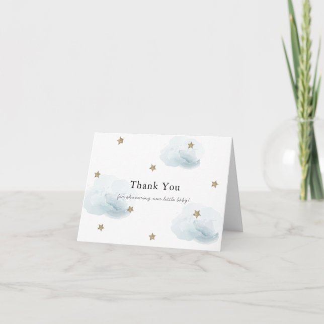 Carte de remerciements de Baby shower Gold Stars & (Devant)