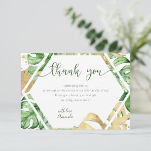 Carte de remerciements de Baby shower Gold Tropica