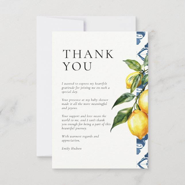 Carte de remerciements de Baby shower italien au c (Devant)