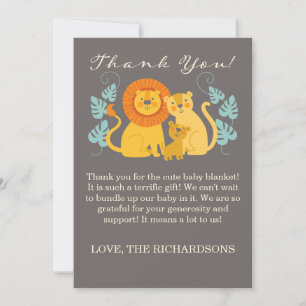 Carte de remerciements de Baby shower Jungle Lion
