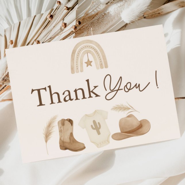Carte de remerciements de Baby shower Little Cowbo (Little Cowboy Baby Shower Thank You Card)