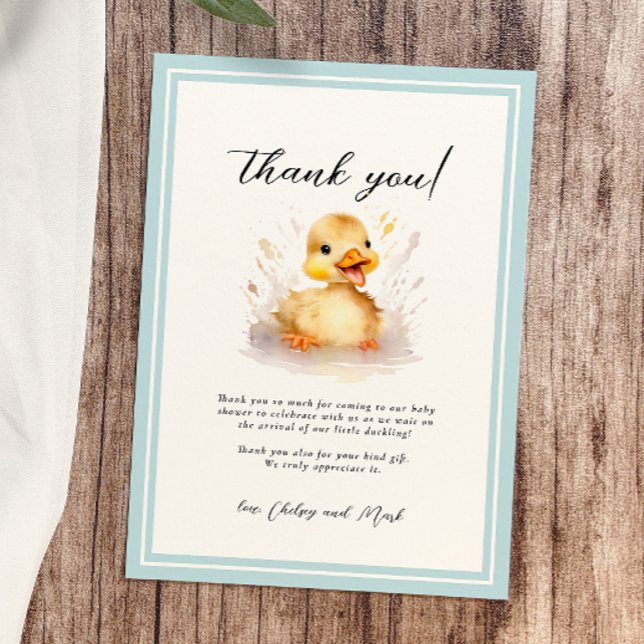 Carte de remerciements de Baby shower Little Duck (Créateur téléchargé)