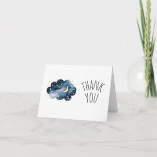 Carte de remerciements de Baby shower Lune et étoi