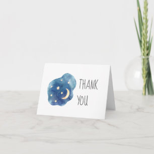 Carte de remerciements de Baby shower Lune et étoi