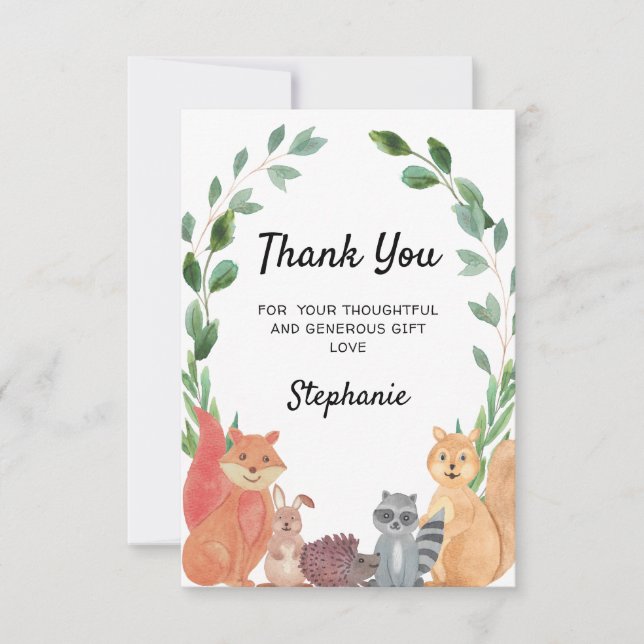 Carte de remerciements de Baby shower mini animaux (Devant)