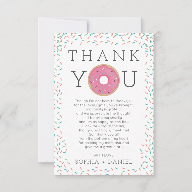 Carte de remerciements de Baby shower moderne Saup (Devant)