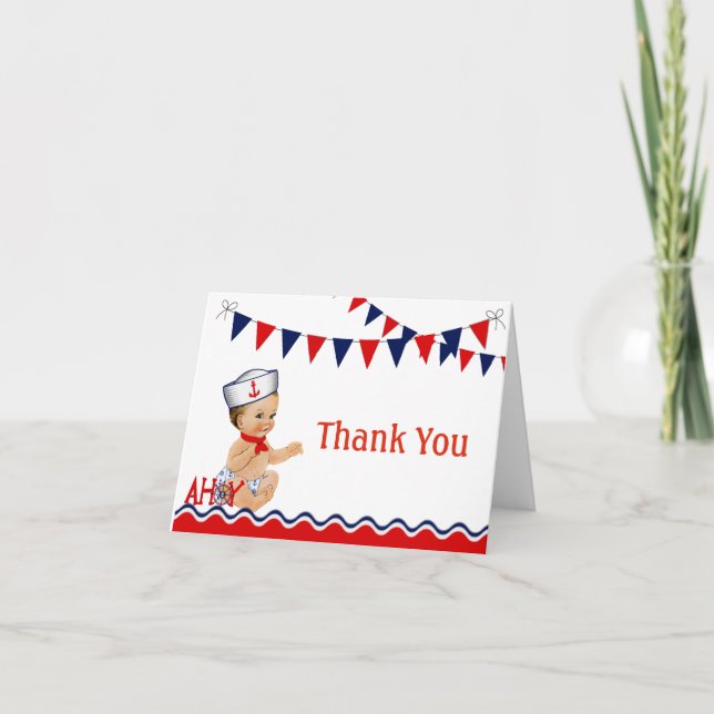 Carte de remerciements de Baby shower nautique (Devant)