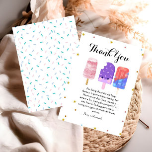 Carte de remerciements de Baby shower neutre Popsi