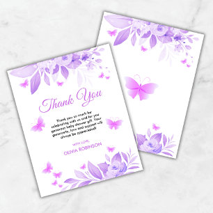 Carte de remerciements de Baby shower papillon vio
