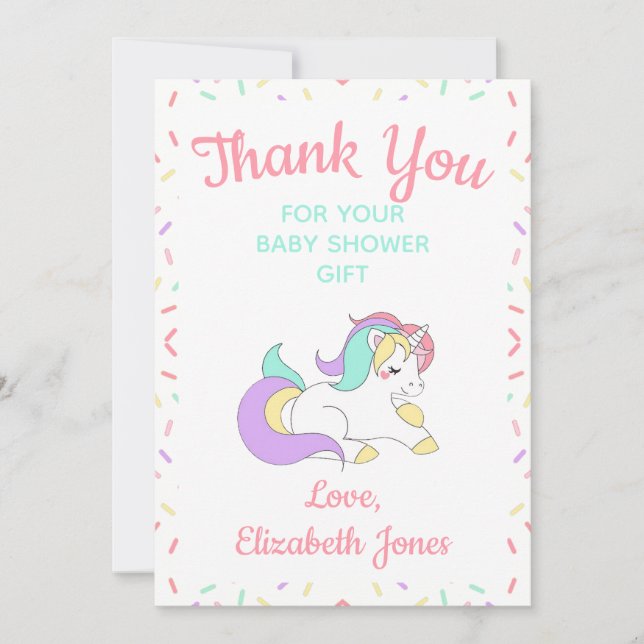 Carte de remerciements de Baby shower Pastel Unico (Devant)