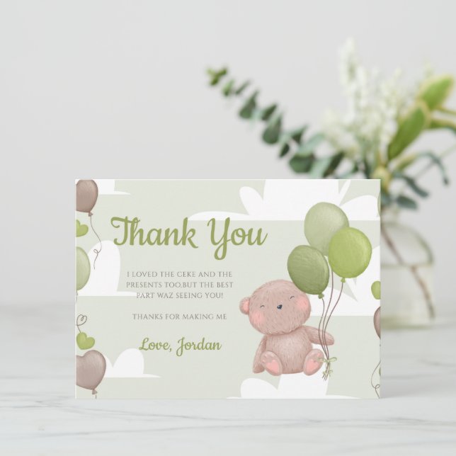Carte de remerciements de Baby shower pour garçon  (Debout devant)