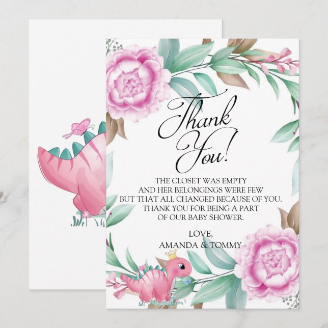 Carte de remerciements de Baby shower Princess Pin (Devant / Derrière)