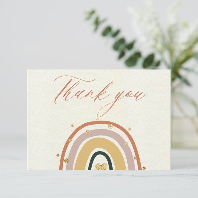 Carte de remerciements de Baby shower Rainbow Boho (Debout devant)