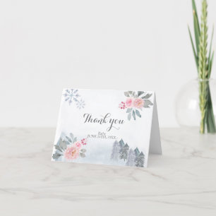 Carte de remerciements de Baby shower rose d'hiver