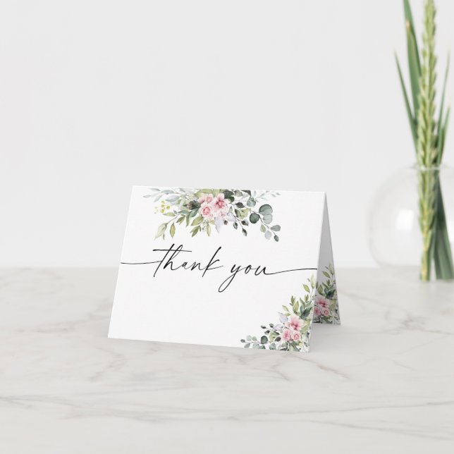 Carte de remerciements de Baby shower rose verdoya (Devant)