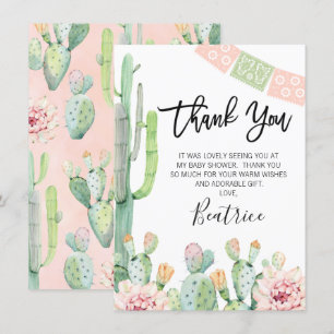 Carte de remerciements de Baby shower rose vert Fi