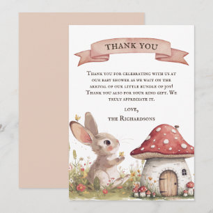 Carte de remerciements de Baby shower rustique Bun
