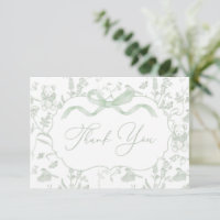 Carte de remerciements de Baby shower Sage Bow