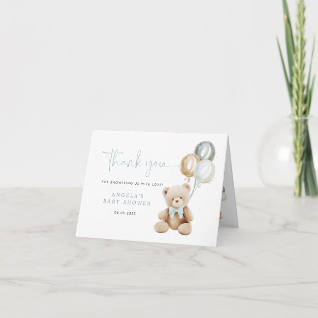 Carte de remerciements de Baby shower Teddy Bear (Devant)