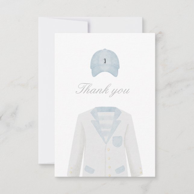 Carte de remerciements de baby shower uniforme de  (Devant)