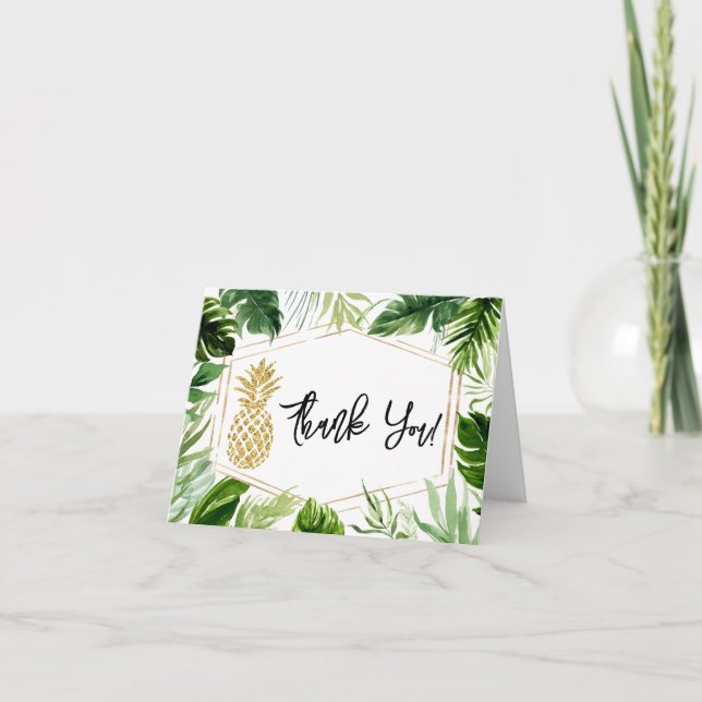 Carte de remerciements de Baby shower vert ananas (Devant)