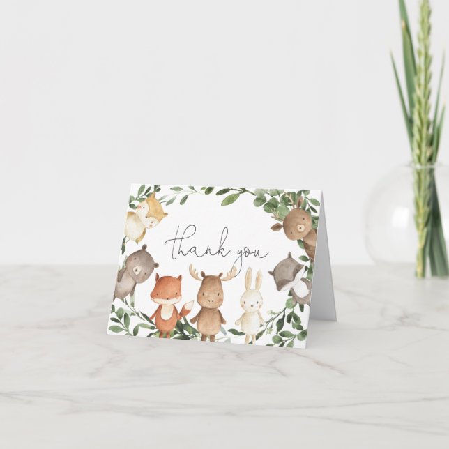 Carte de remerciements de Baby shower Woodland Fri (Devant)