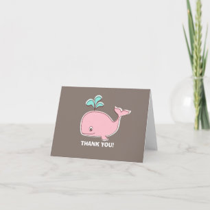 Carte de remerciements de baleine rose