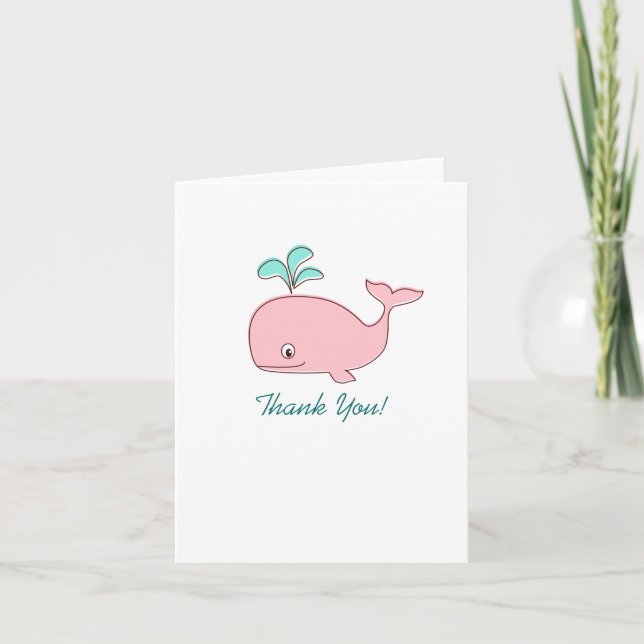Carte de remerciements de baleine rose (Devant)