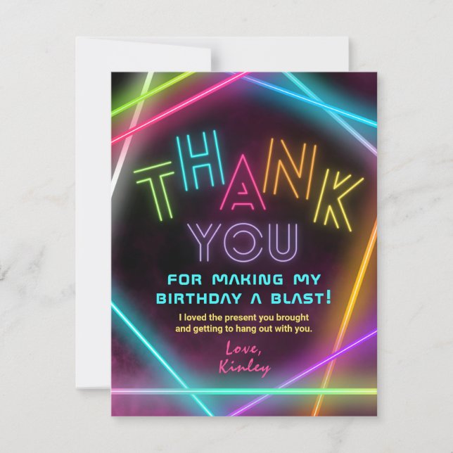 Carte de remerciements de balise laser | Fille Las (Devant)